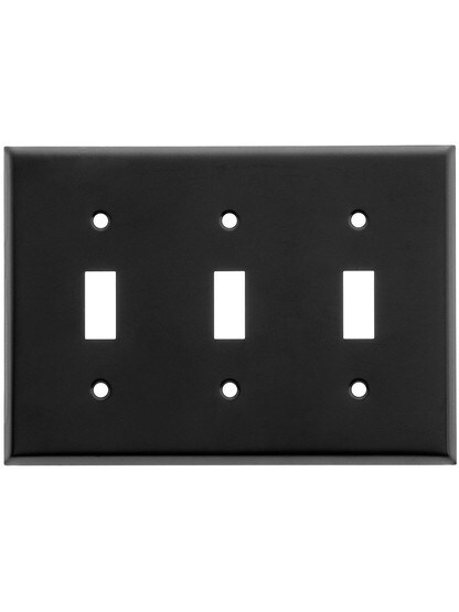 Classic Triple Toggle Switch Plate In Matte Black.